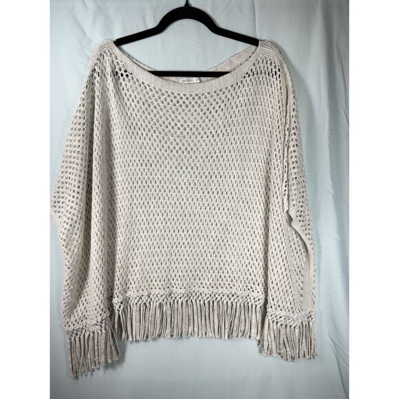 MerSea MER-SEA Cotton Beach Fringed Crochet Poncho Off-White Coastal Beach OS - Picture 14 of 14